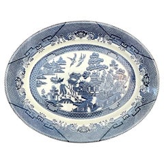 Vintage Chinese Blue Willow Ceramic Platter