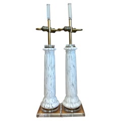 Vintage Italian Glass Table Lamps - A Pair