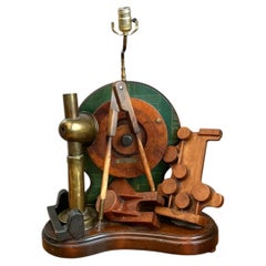 Vintage Wood and Metal Maritime Assemblage Lamp