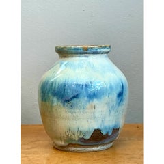 Vaso vintage in ceramica blu e bianca