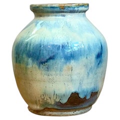 Vaso vintage in ceramica blu e bianca