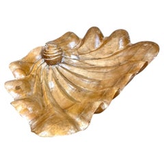 Vintage Carved Wood Clam Shell Bowl