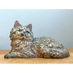 Vintage Painted Metal Cat Doorstop