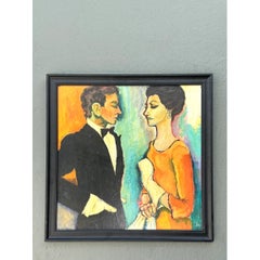 Vintage Abstract Expressionist Figurative Painting
