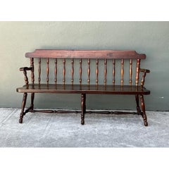 Vintage Ethan Allen Pine Spindle Back Deacons Bench