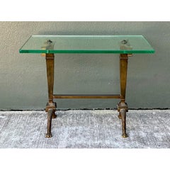 Vintage Deco Bronze and Glass Side Table