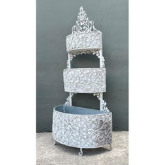 Vintage Monumental Tiered Wrought Iron Standing Planter