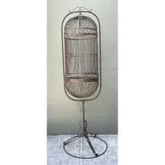 Vintage Ornate Metal Birdcage On Stand