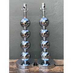 Vintage After Kovacs Stacked Chrome Sphere Lamps