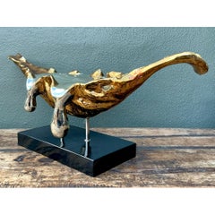 Escultura abstracta vintage de fibra de vidrio y resina con efecto de goteo