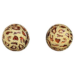 Vintage Ciner Leopard Enamel Clip on Earrings