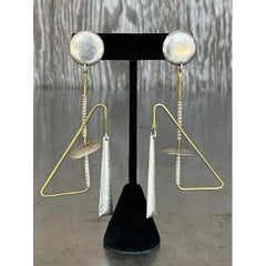 Vintage Abstract Mixed Metal Dangle Earrings