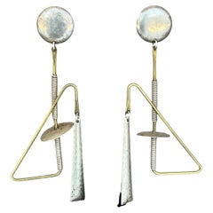 Vintage Abstract Mixed Metal Dangle Earrings