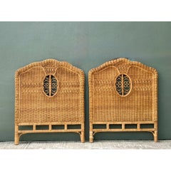 Vintage Ralph Lauren Rattan Twin Headboards - A Pair