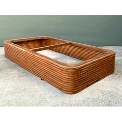 Vintage Stacked Rattan Twin Bed Platform