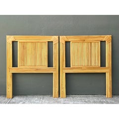 Vintage Wrapped Rattan Twin Headboards - Pair