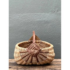 Vintage Handcrafted Shaker Rattan Basket