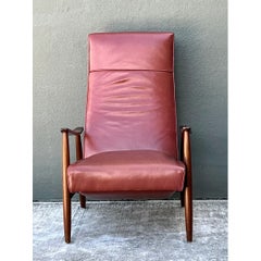 Vintage Milo Baughman for Thayer Coggin Leather Reclining Lounge Chair