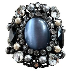 Bracciale a polsino vintage Erickson Beamon con pietre semipreziose fumé