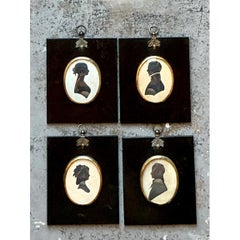 Vintage Silhouette Portraits in Black Frames - Set Of 4
