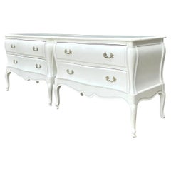 Vintage White French Provincial Nightstands - Pair