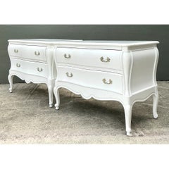 Vintage White French Provincial Nightstands - Pair