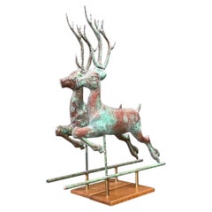Vintage Leaping Deer Copper Weathervanes - A Pair