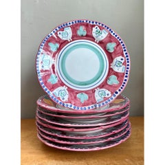 Vintage Italian Solimene “Campagna” Hand-Painted Ceramic Plates - Set of 24