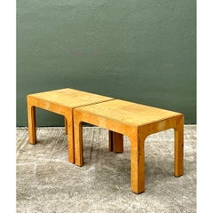 Vintage Burl Wood Side Tables - Pair