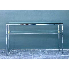 Vintage Chrome and Glass Console Table