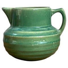 Vintage Green Glazed Ceramic Pitcher