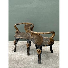 Vintage Gilt Carved Grotto Tete-A-Tete