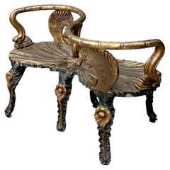Vintage Gilt Carved Grotto Tete-A-Tete