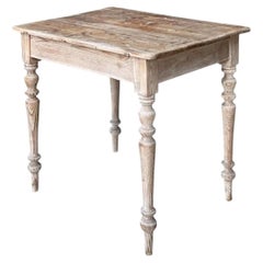 Vintage Primitive Turned Leg Wooden Table