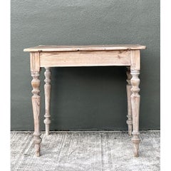 Vintage Primitive Turned Leg Wooden Table