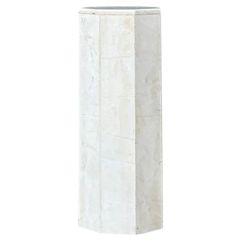 1stDibs Vintage Small White Marble Hexagonal Pedestal