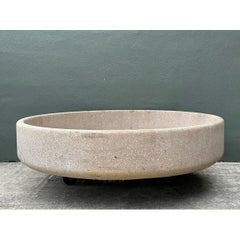 Vintage Monumental Stone Disc Garden Planter