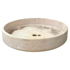 Vintage Monumental Stone Disc Garden Planter