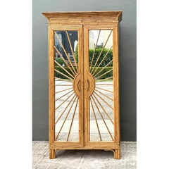 Vintage Rattan Sunburst Cabinet