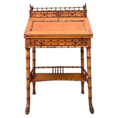 Victorian Style Faux Bamboo Secretary Desk in Good Condition
