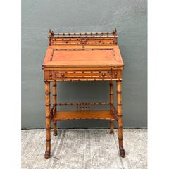 Victorian Style Faux Bamboo Secretary Desk in Good Condition