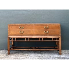 Vintage-Sideboard von Ficks aus Schilf, Rattan und Holz