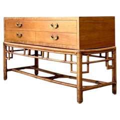 Vintage-Sideboard von Ficks aus Schilf, Rattan und Holz