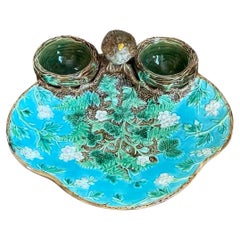 Vintage George Jones Majolica Strawberry Server Decorative Dish