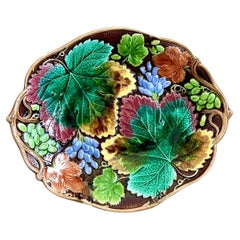 George Jones Majolica Leaf and Grape Platter