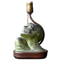 Vintage Green Patinated Bust Table Lamp