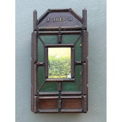 Vintage 1913 Wooden Tramp Art Cabinet