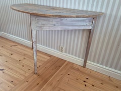 19th Century Swedish antique Gustavian demi lune table with original paint