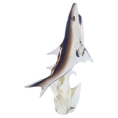 Middle  of century Murano Glass large Sommerso Shark, Formia Murano