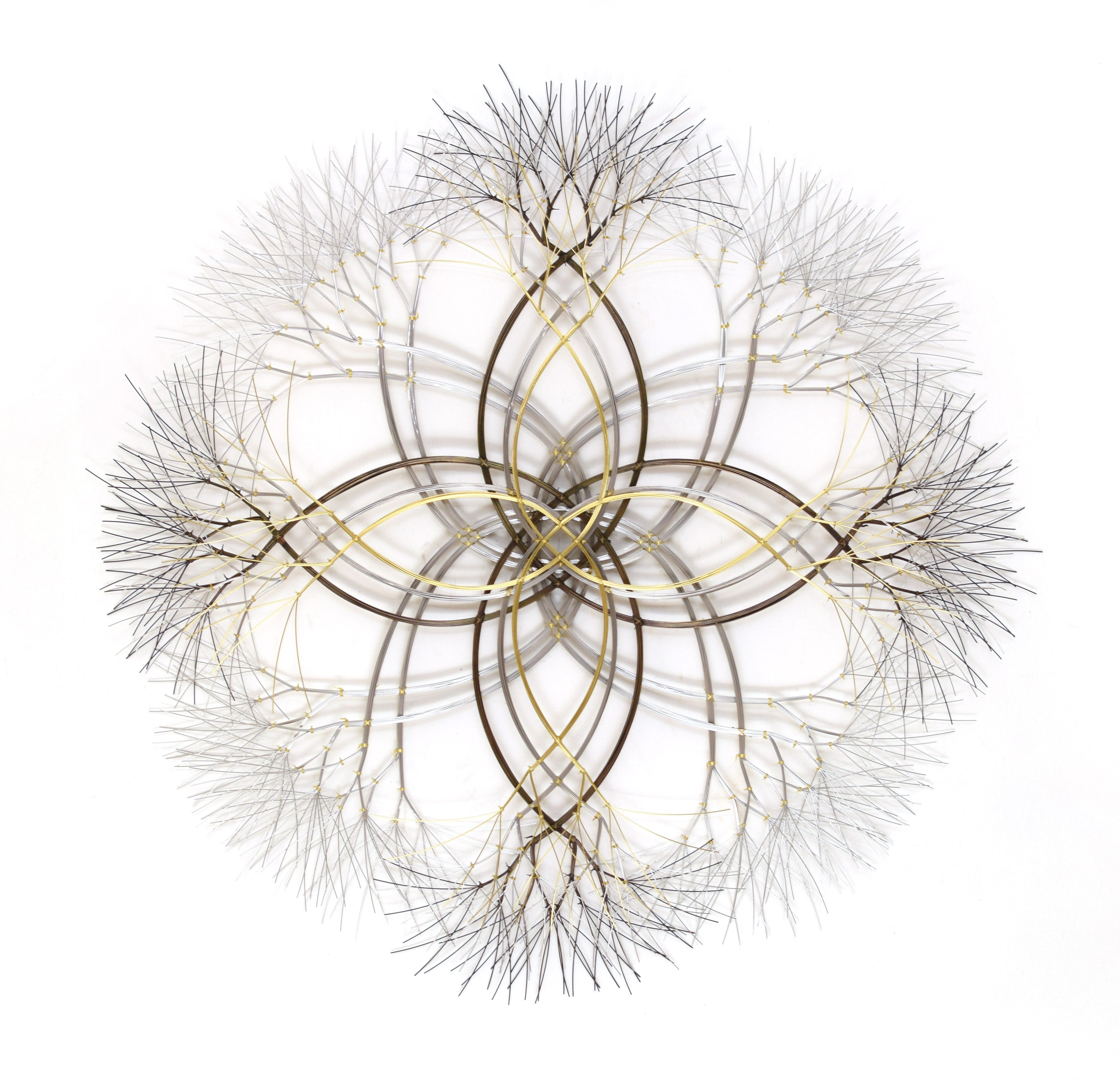 44"x44" Metal Wall Sculpture in Brass, Stainless, and Bronze #638. Available Now
